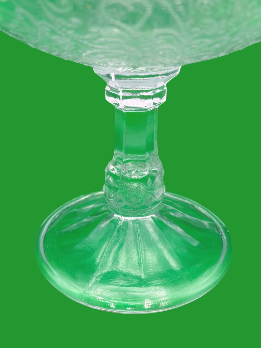 VTG Zabkowice Cashmere Pressed Glass Footed Fruit Bowl Floral Motif Pedestal - Picture 5 of 7